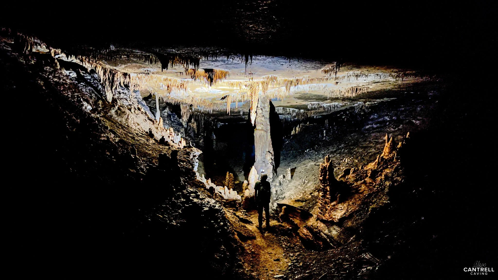 Cave interior with stalactites and stalagmites