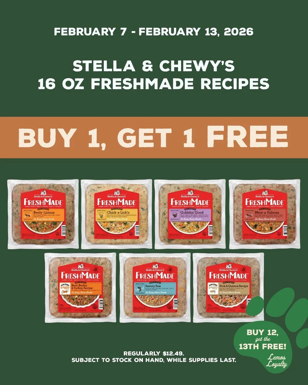 Human grade &amp; gently cooked meals with real, whole foods in juicy bone broth! Stock the freezer, your pup will thank you later. BOGO never tasted so good. 🥩🥦

#stellaandchewy #gentlycooked #dogfood #realingredients #mypetsayslemos