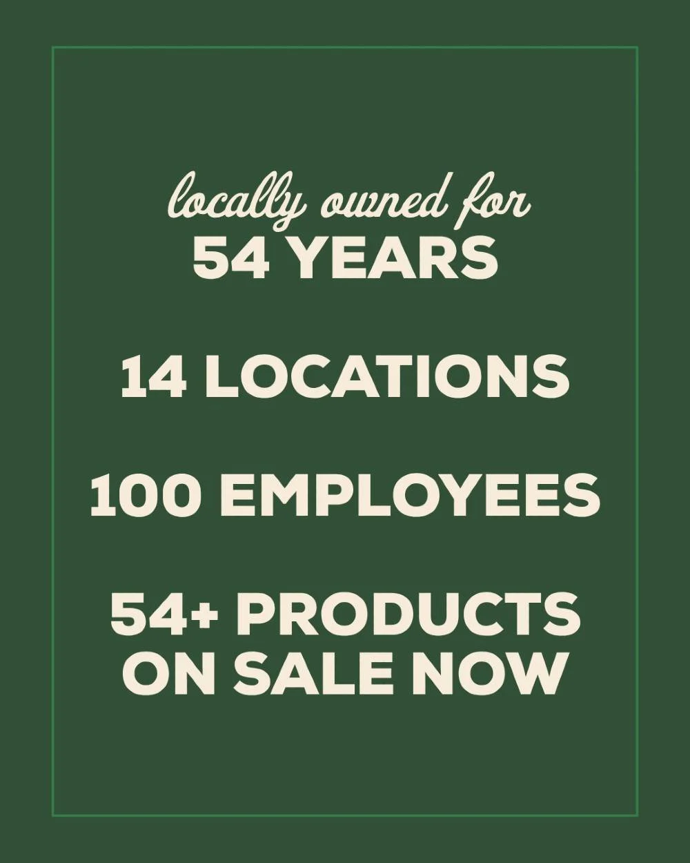 54 years of serving the Central Coast 🐾💚 What started as a delivering hay &amp; other ranch products to neighbors grew into 14 locations, 100 employees, and a community built around the love of pets. And to celebrate we have 54+ products on sale NO