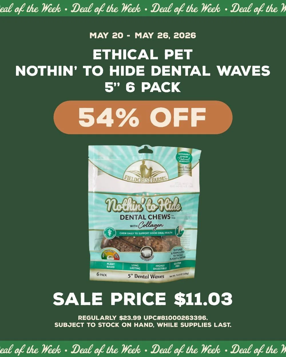 You don't want to miss out on this huge deal! 🐶

#mypetsayslemos #dealoftheweek #weeklydeals #dogdentalchews
