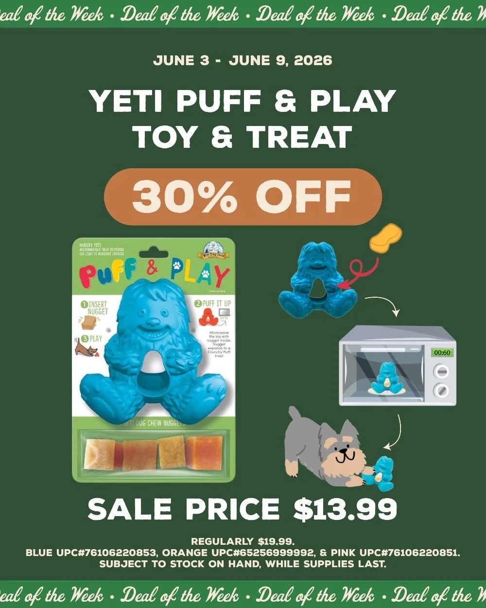 This Yeti Puff &amp; Play toy combines the goodness of Himalayan yak cheese with fun mental stimulation for your pup! It's all natural, keeps dogs mentally engaged, is great for teething puppies, &amp; helps in behavior training and anxiety relief. ?
