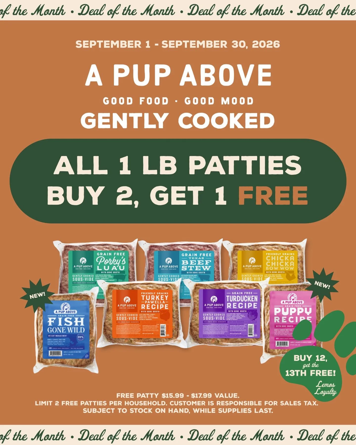 Don't miss out on these September savings ~ all month long! 😍

#monthlydeals #dealofthemonth #dogtreats #mypetsayslemos #centralcoastpets