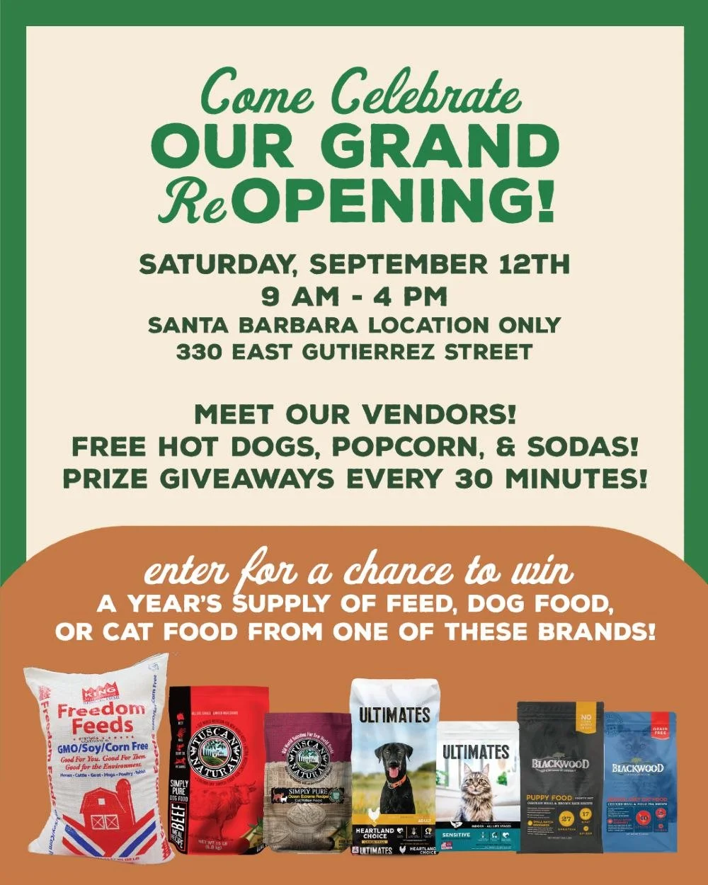 Santa Barbara‼️ Join us tomorrow, September 12th, at our Santa Barbara Lemos for our Grand ReOpening! 🎉There will be awesome vendor booths, plus free popcorn, hot dogs, &amp; sodas! AND prize giveaways every 30 minutes!

*Santa Barbara location only