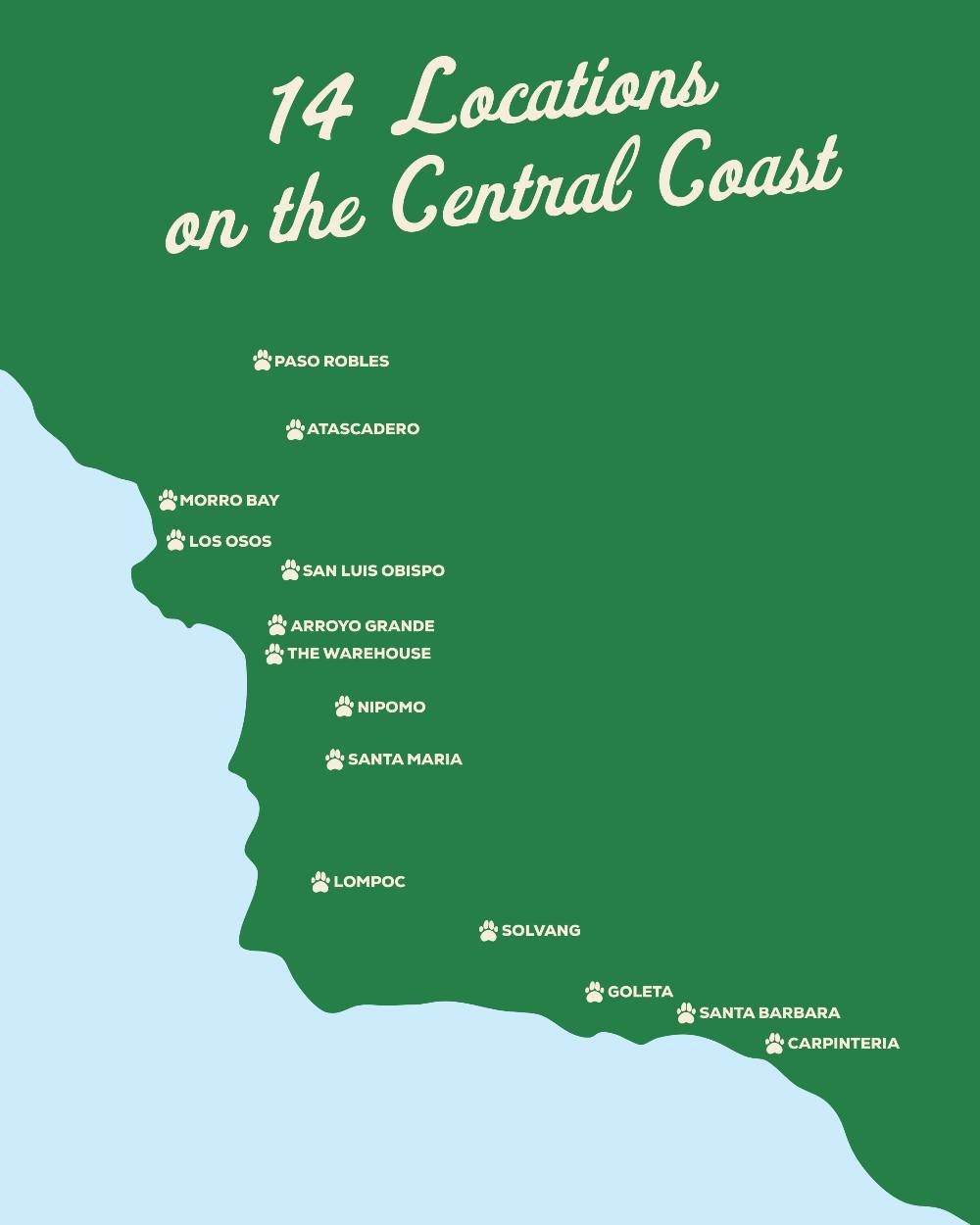 We love to remind everyone that we have 14 locations on the Central Coast!💚 Comment which location is you &amp; your pet's favorite!

#mypetsayslemos #centralcoast #sbcounty #slocounty #california