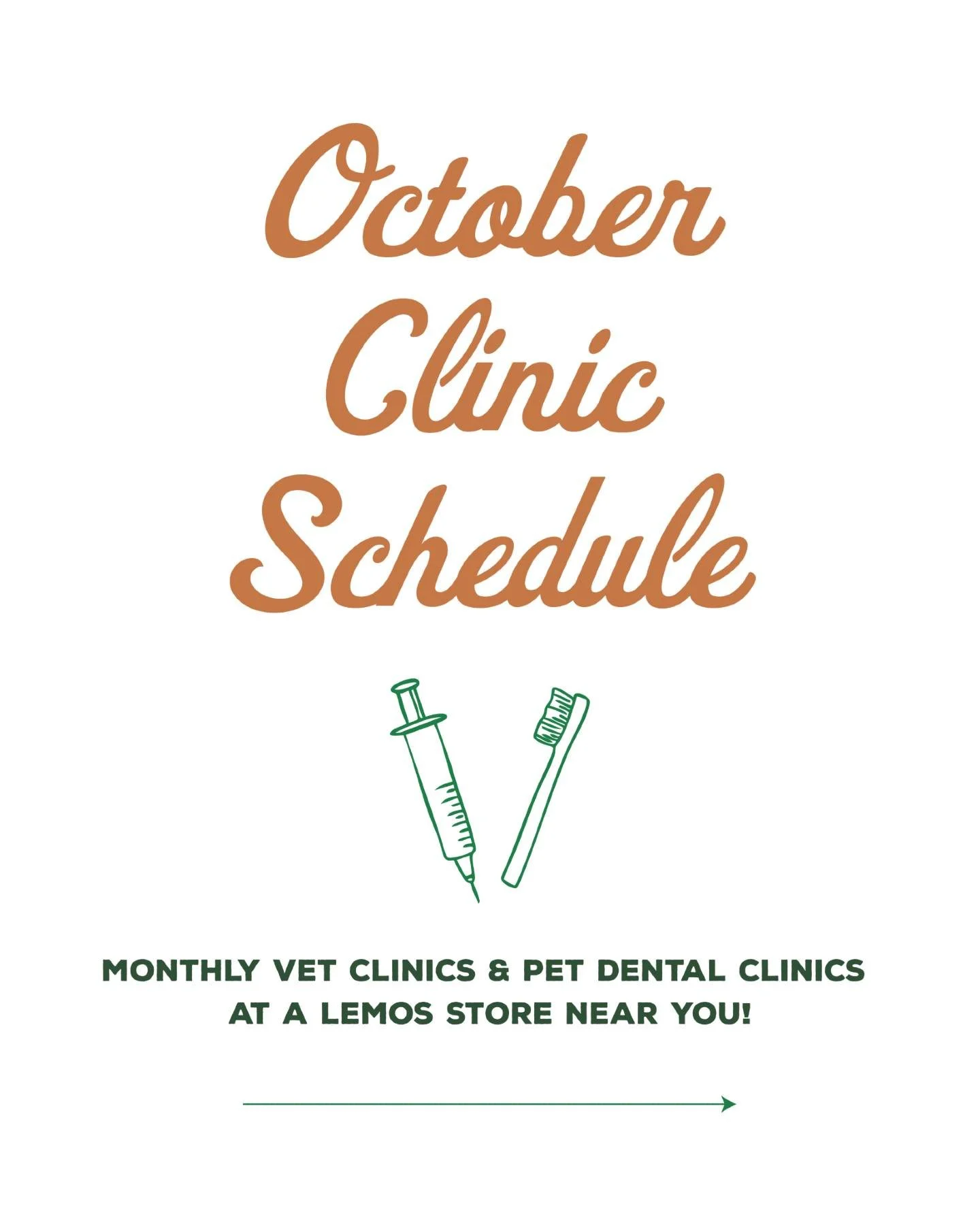 October clinics are here! The year is cruising by, mark your calendars!

#vetclinic #petdentalclinice #vippetcare #howellngooddoggiedentals #mypetsayslemos