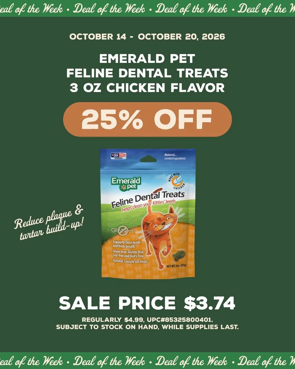 Here kitty, kitty! 😻 Shop these fan-favorite treats this week on sale!

#dealoftheweek #weeklydeal #cattreats #mypetsayslemos #centralcoast