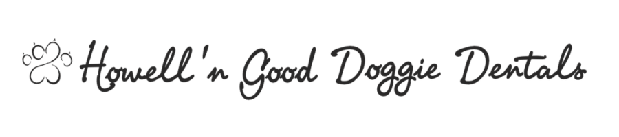 Logo for Howell's in Good Doggie Dental, featuring a small dog icon and stylized text.
