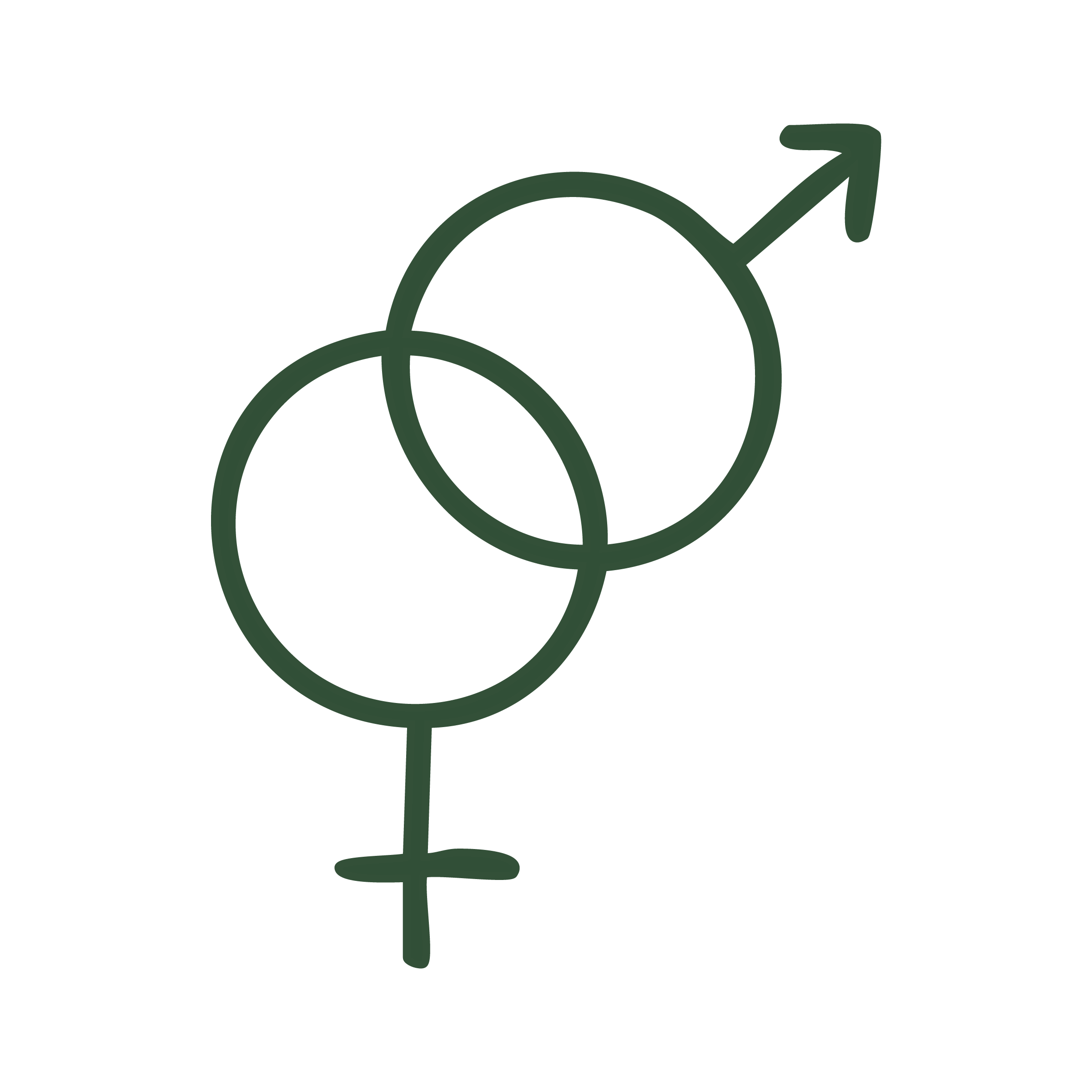 Blue gender symbols for male and female intertwined, representing gender diversity or gender inclusivity.
