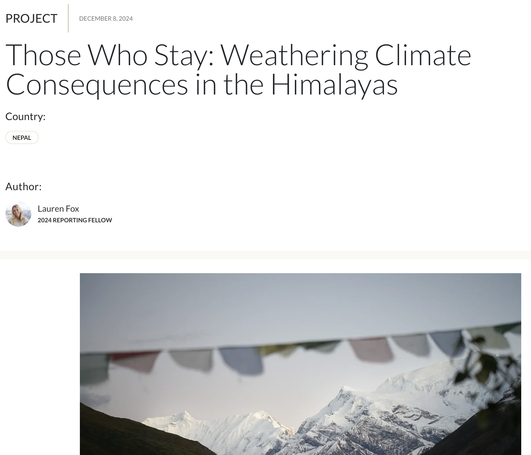 Faces of the Himalayas- Pulitzer Center Publication