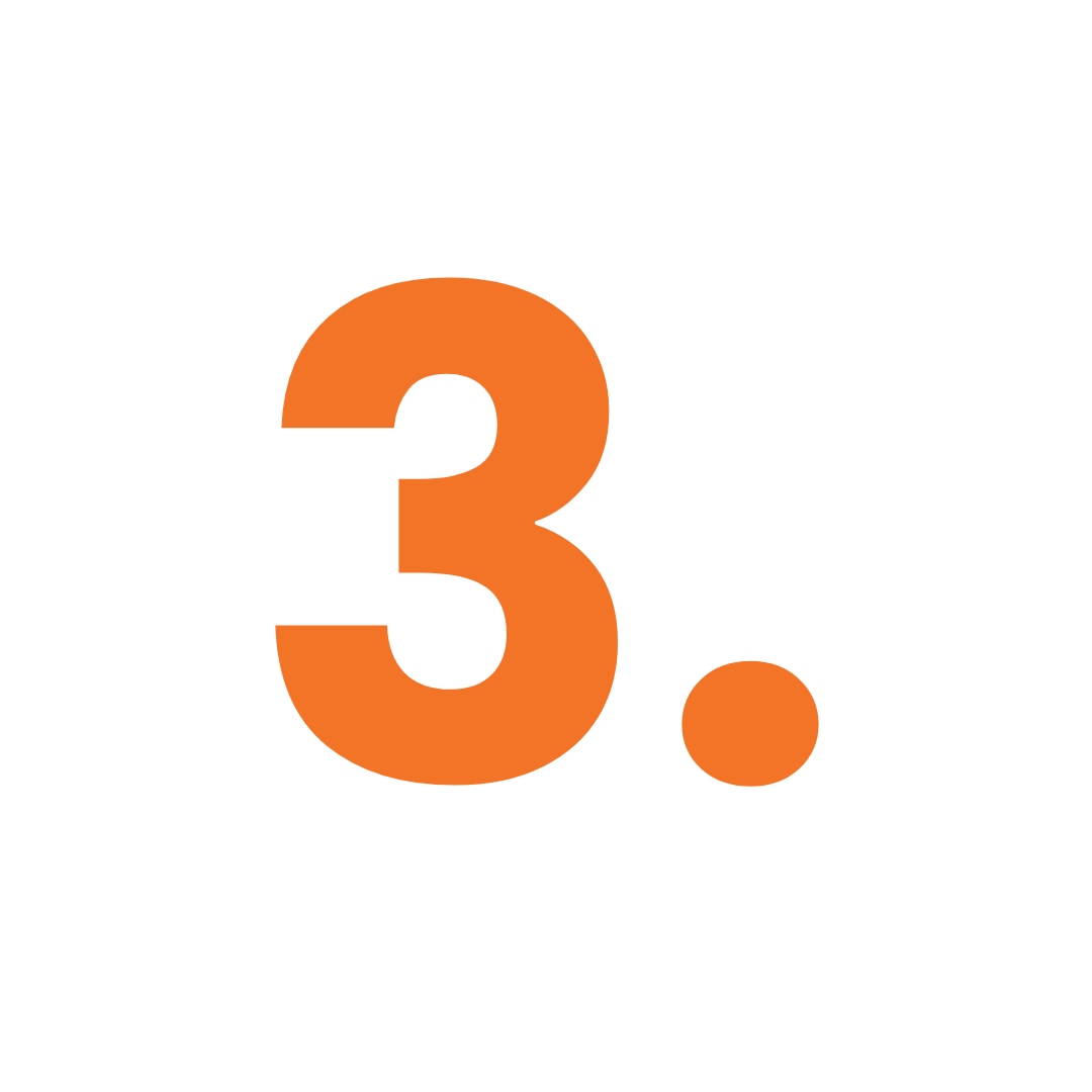 Black background with large orange number 3 and a period.