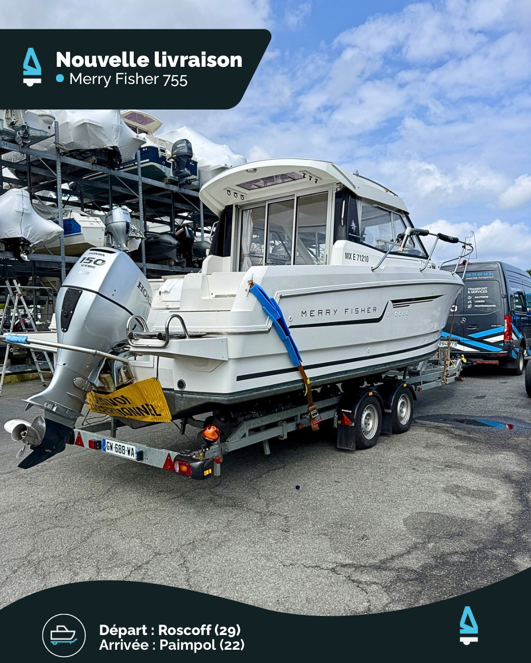🚤🌊 Un Merry Fisher 755 en route vers les Côtes-d’Armor.