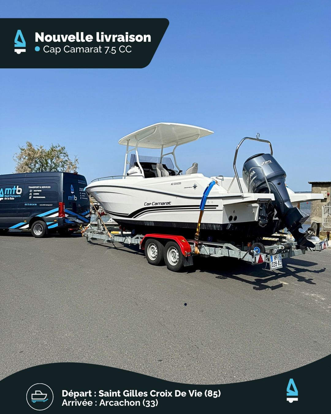 🚤☀️ Cap sur le Bassin d’Arcachon pour ce Cap Camarat 7.5 CC.