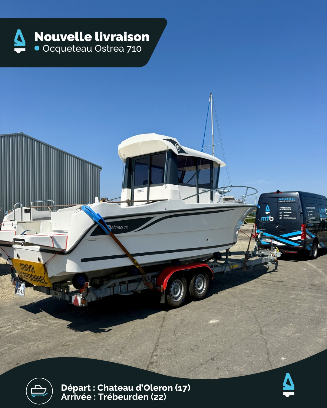 🚤✨ Tout juste sorti du chantier, déjà en route vers la Bretagne pour un Ostrea 710
