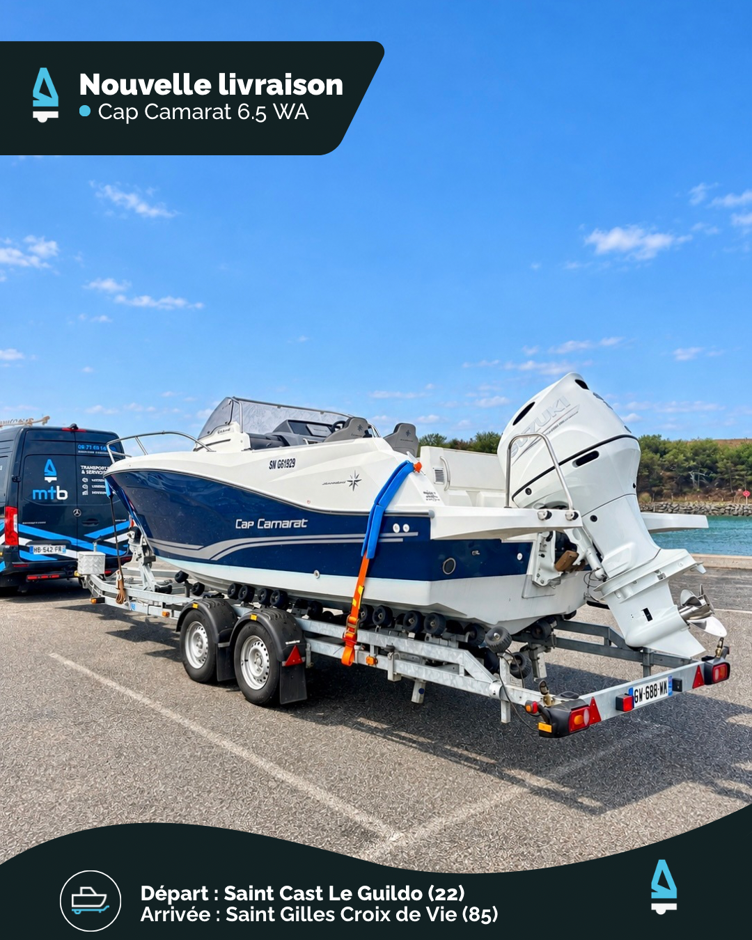 🚤🌊 Un changement de port d’attache pour ce Cap Camarat 6.5 WA.