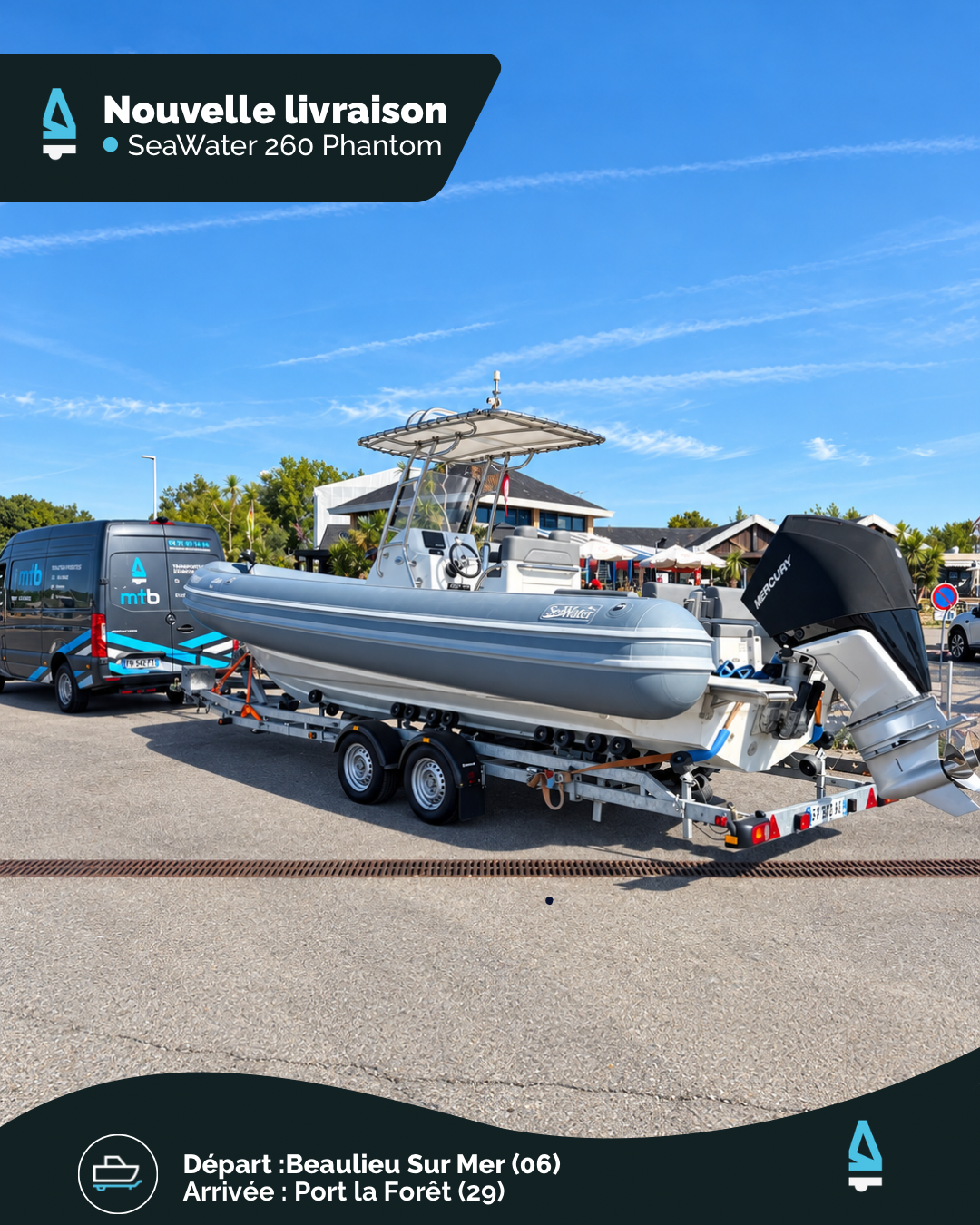 🚤✨ Certains bateaux changent de port. Ce Seawater 260 Phantom change également de statut et ne sera plus une annexe ! 