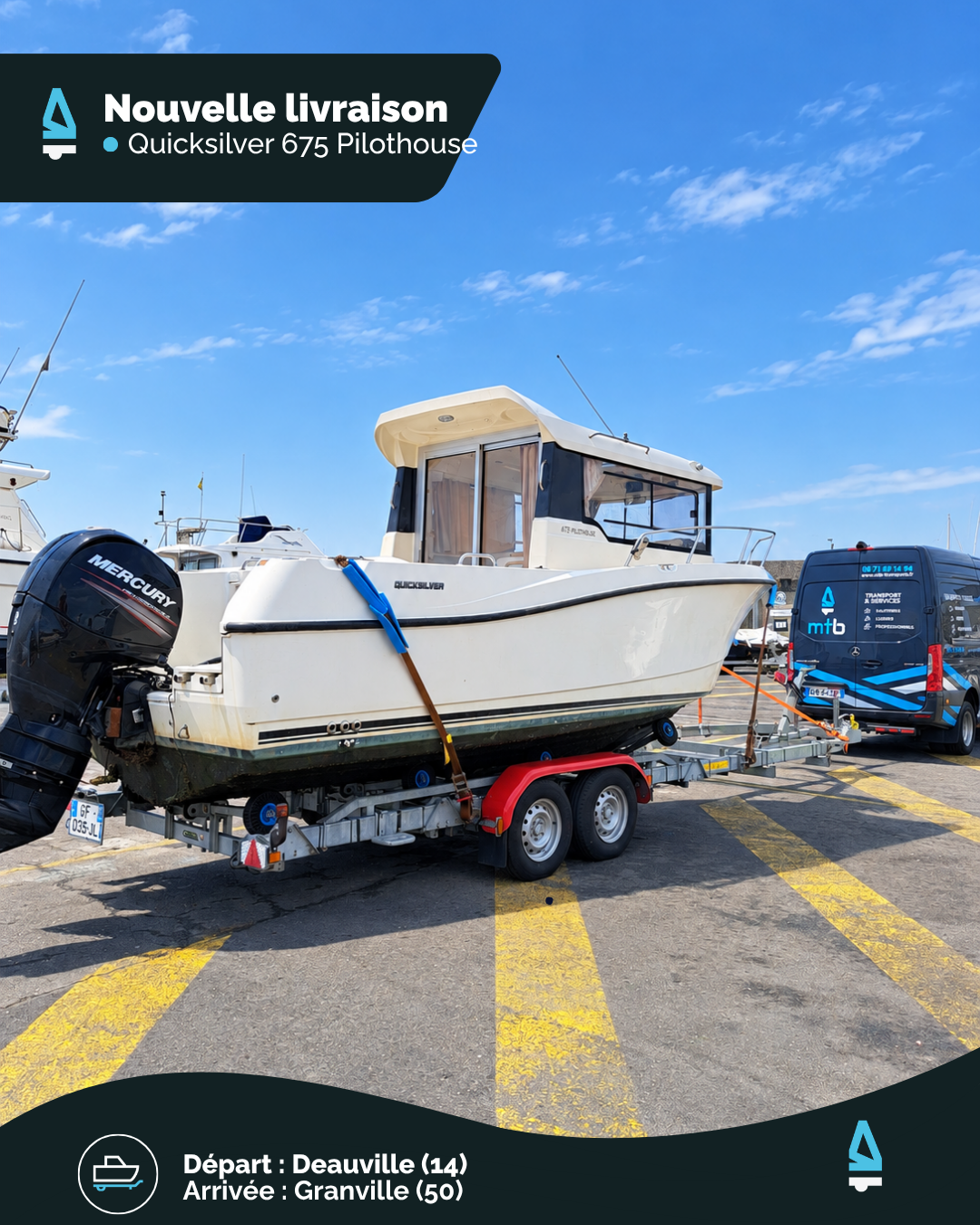 🚤🌊 De Deauville à Granville, un nouveau cap pour ce Quicksilver 675 Pilothouse.