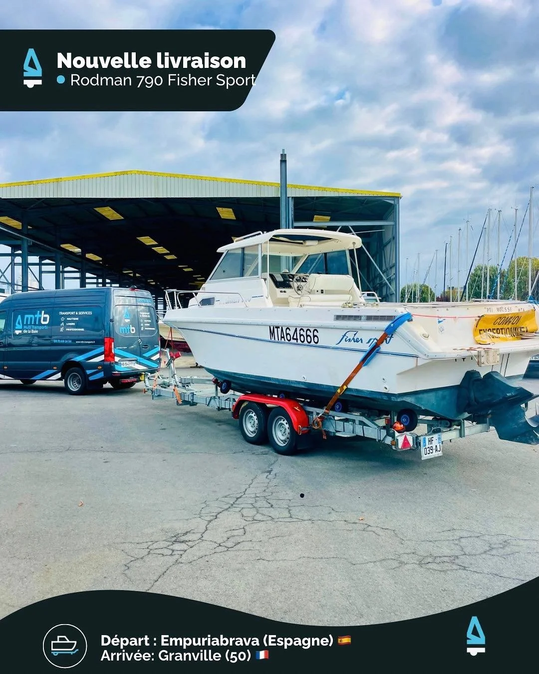 🌊🇪🇸 Transport d’un Rodman 790 : De la plus grande marina d’Europe à la baie du Mont-Saint-Michel ! ⚓🚛