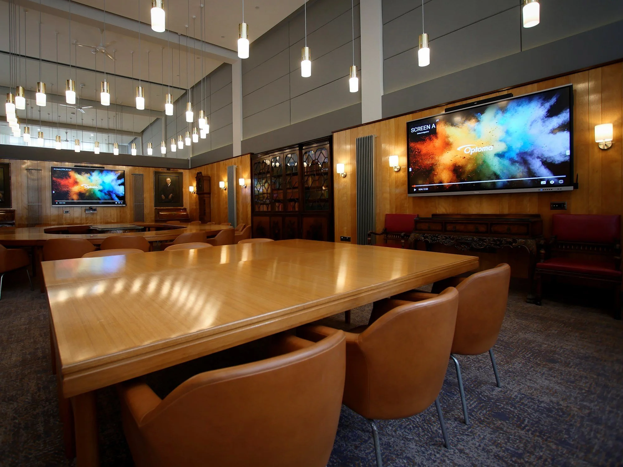 ames Pantyfedwen 1960's boardroom featuring Optoma 86" Interactive Displays
