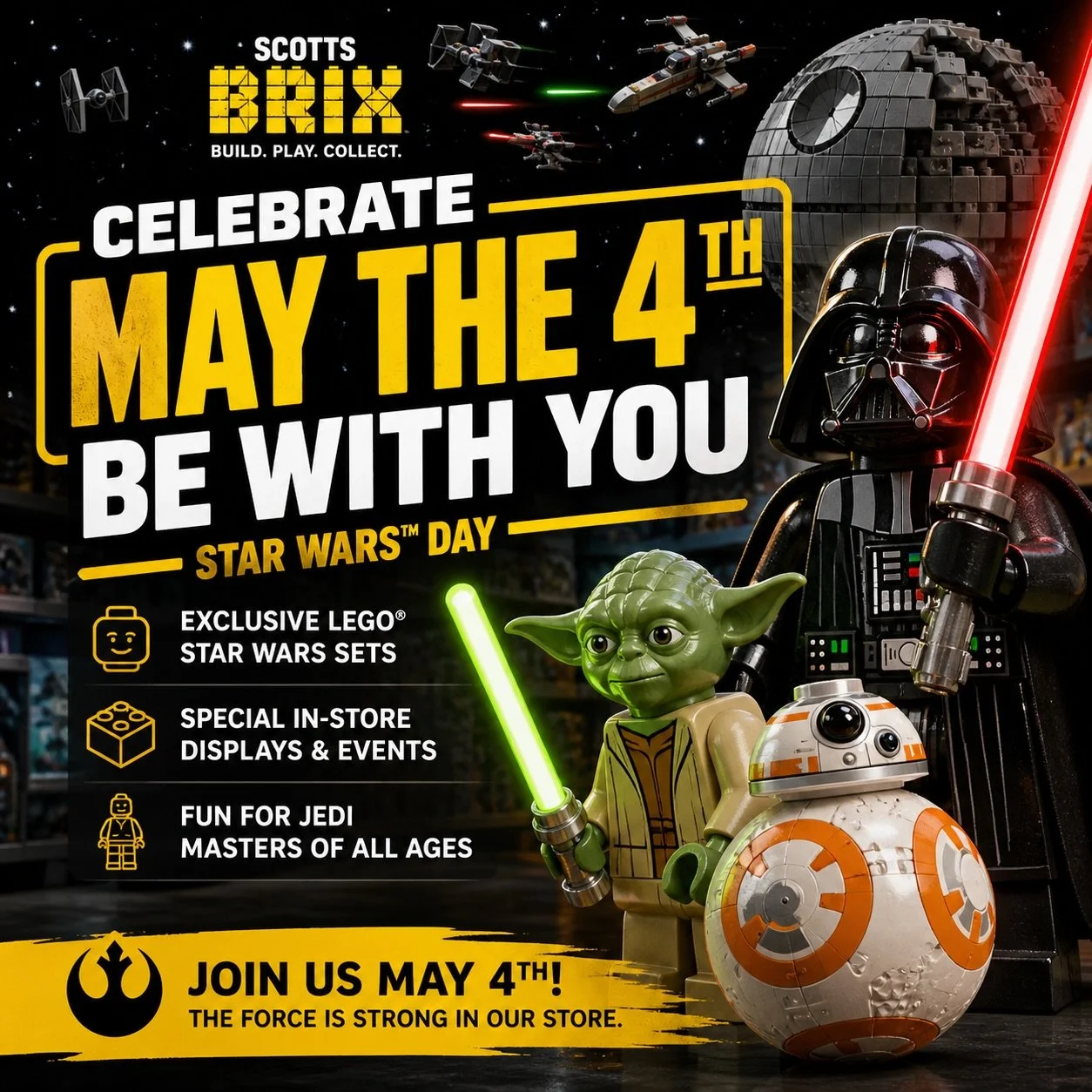 May the 4th be with you from all of us at Scott&rsquo;s Brix 🧱✨

Today we&rsquo;re celebrating everything we love about the galaxy far, far away &mdash; epic builds, legendary characters, and the creativity that brings it all to life. Whether you&rs
