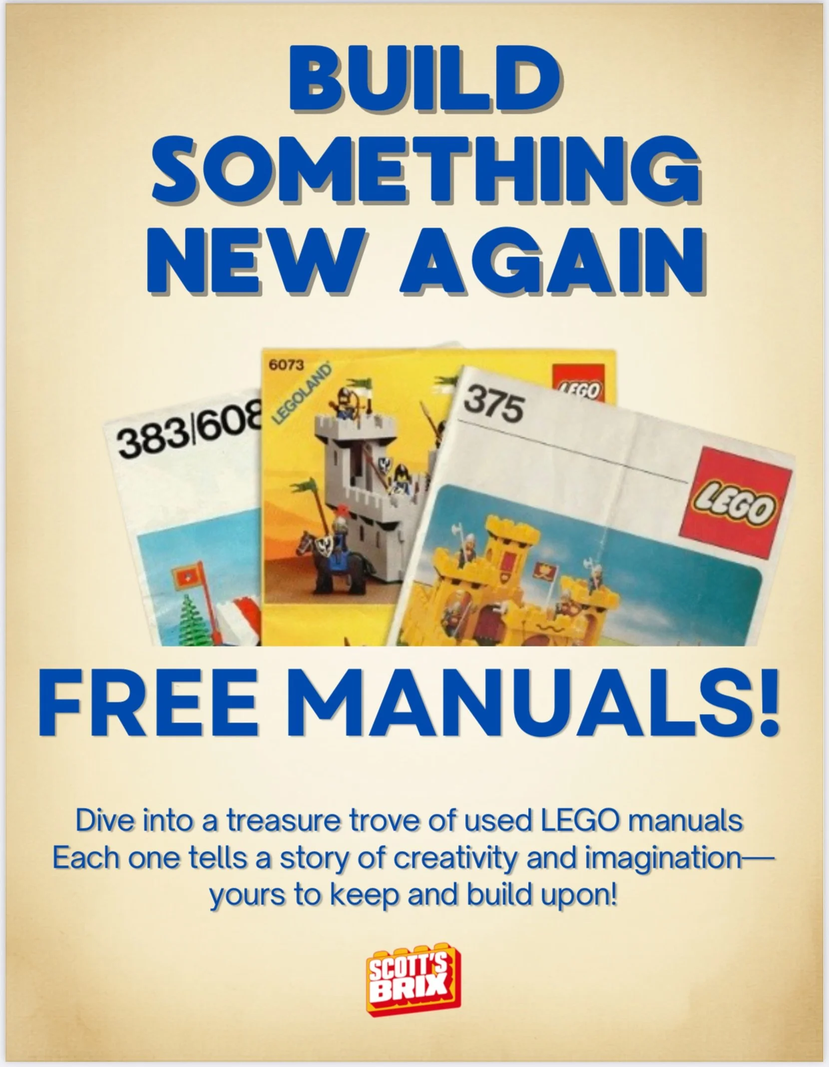 Found a vintage LEGO set but missing the instructions? We&rsquo;ve got you covered! 📖🧱

Stop by Scott&rsquo;s Brix and browse our collection of FREE LEGO manuals. From classic castles to retro space sets, these instruction books are ready for a sec