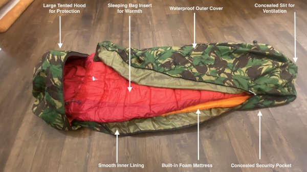 Shelterbag created by using recycled materials saved from going to waste. Shelterbags by Sheltersuit UK