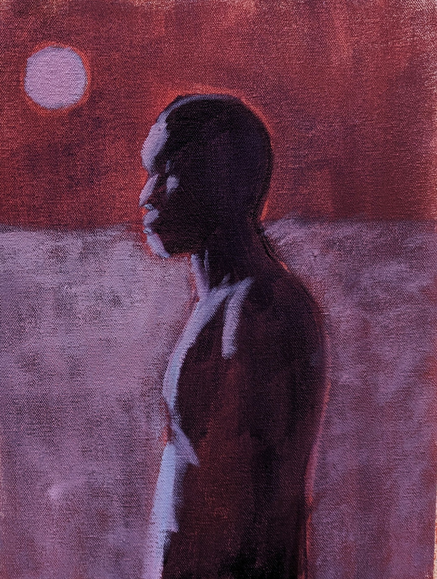 Moonrise (2024). Oil on canvas board, 20 x 30cm