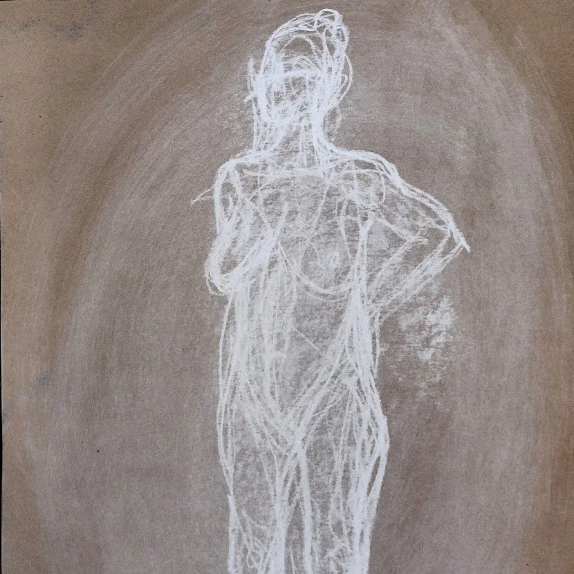 Nude Study (2021). Chalk on paper, 42 x 59cm