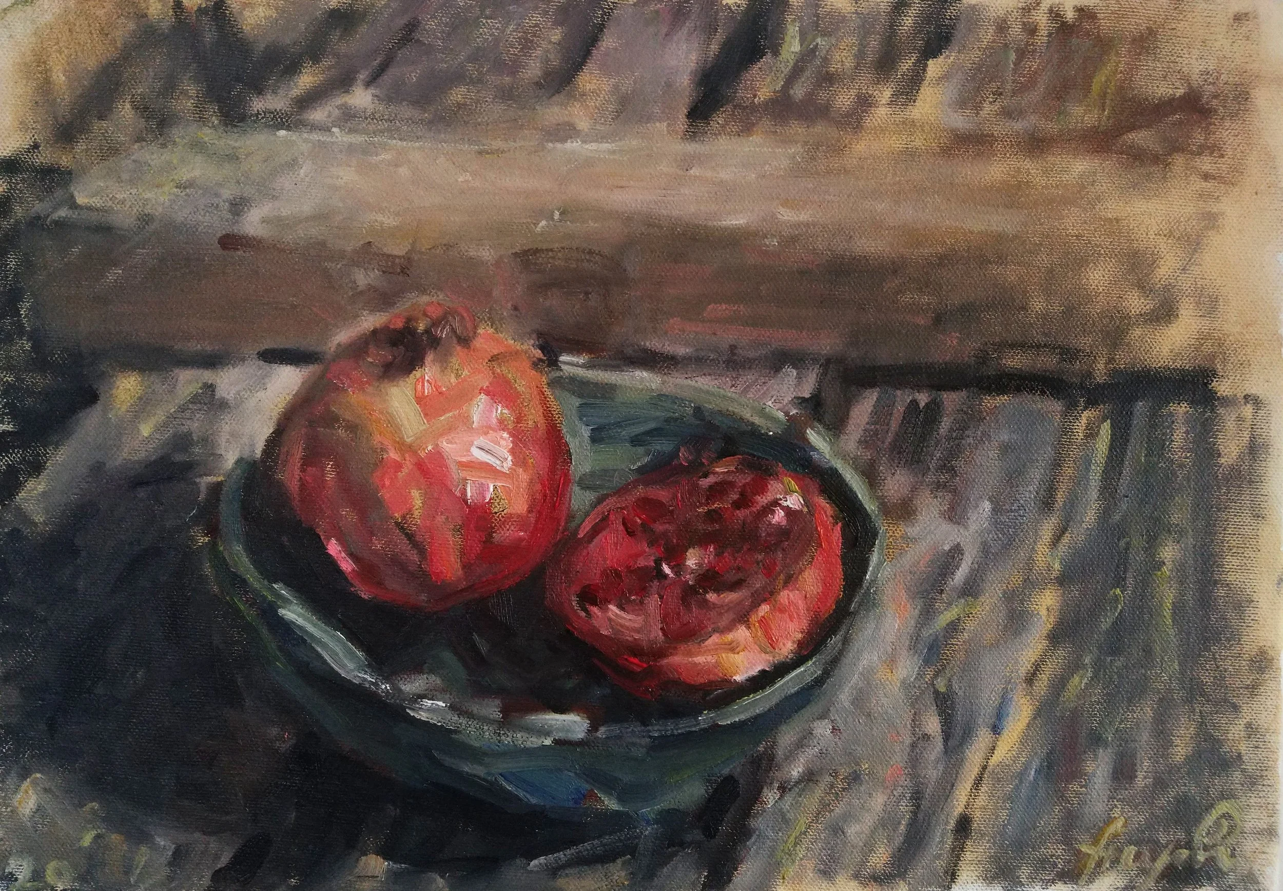 Forbidden Fruit (2020). Oil on canvas, 20 x 30cm