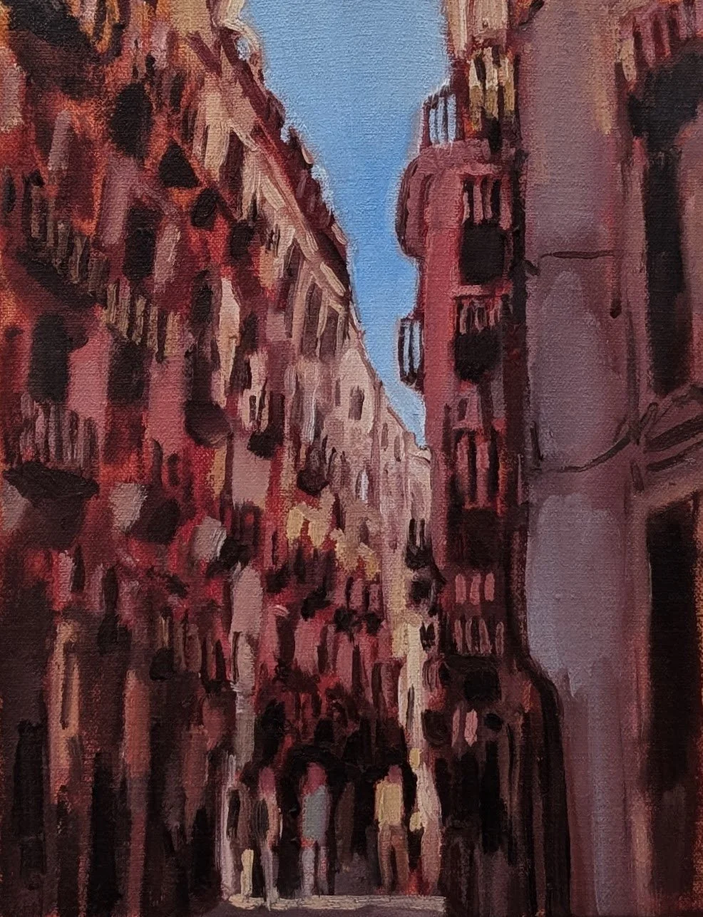 These Quiet Streets (2024). Oil on canvas, 20 x 30cm