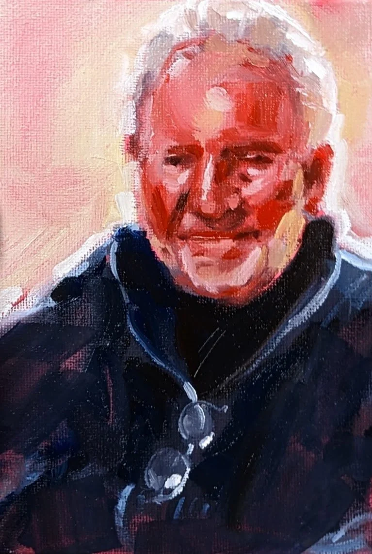 Papa (2023). Oil on canvas board, 10 x 15cm