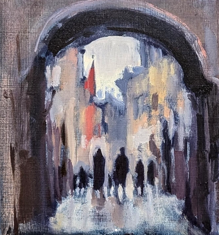 Siena (2024). Oil on wood, 10 x 10 cm