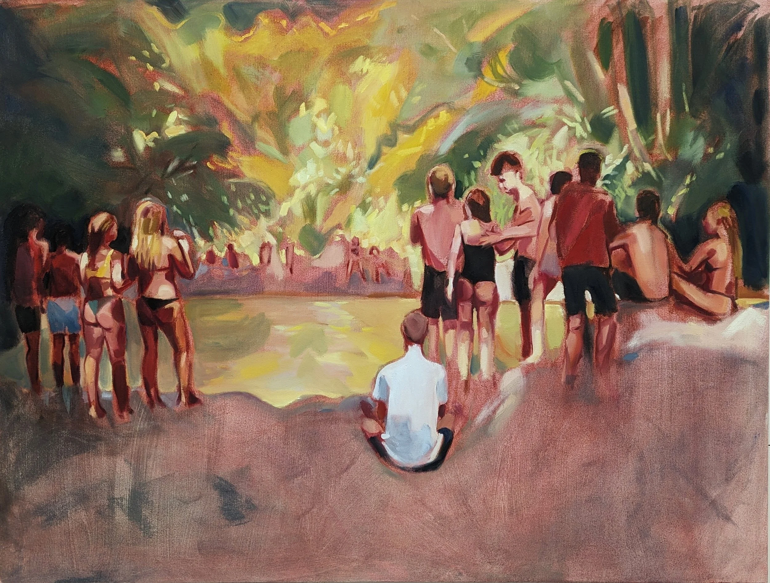 Found Between Strangers (2024). Oil on canvas, 120 x 90cm