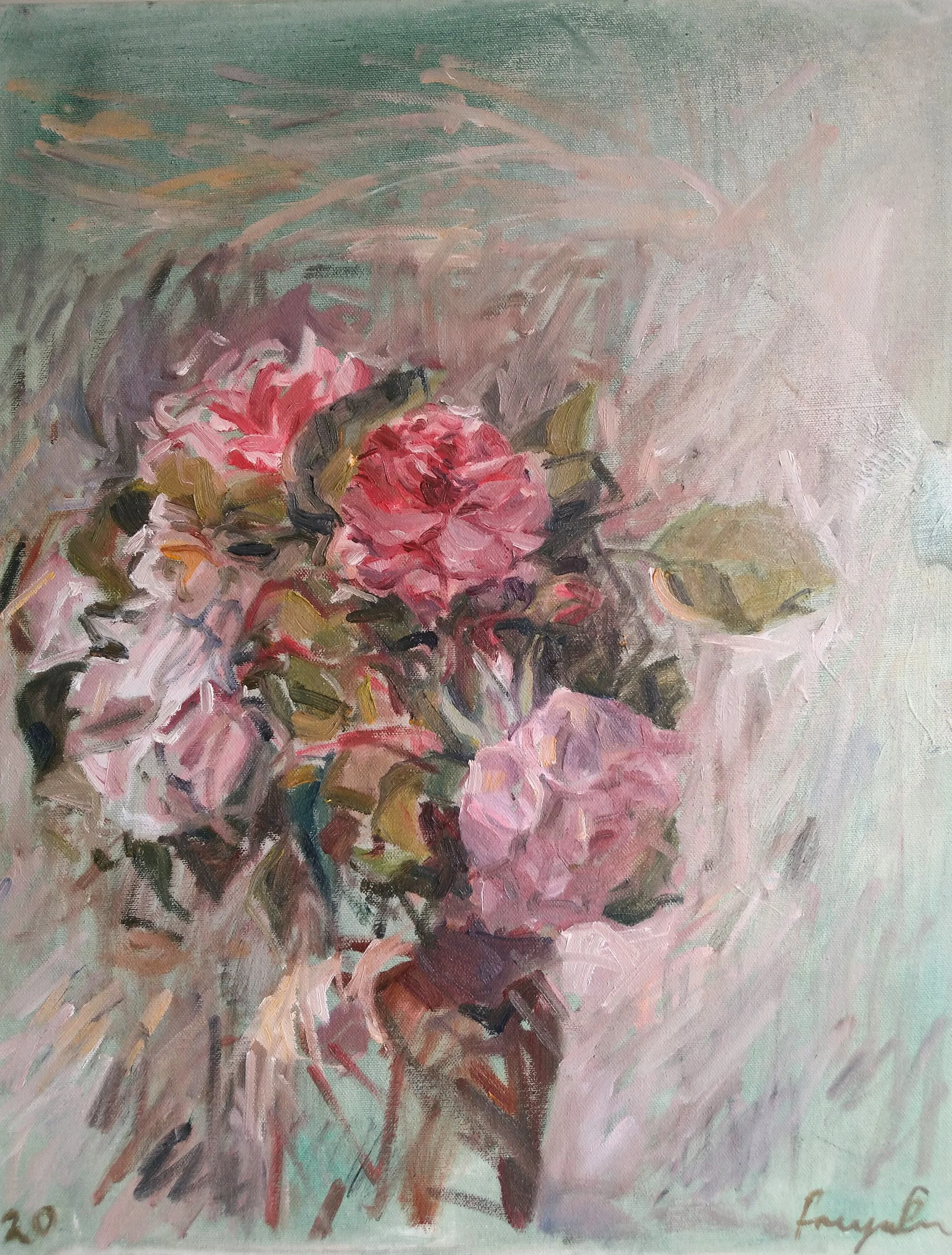 The Last Roses of Summer (2020). Oil on canvas, 30 x 40cm