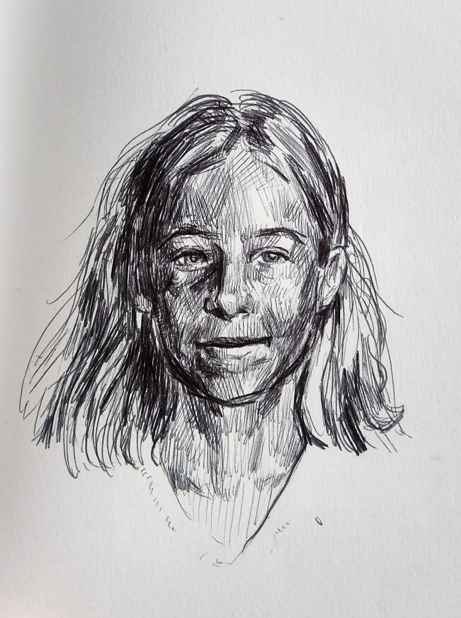 Quarantine Self Portrait (2021). Pen on paper, 14 x 21cm