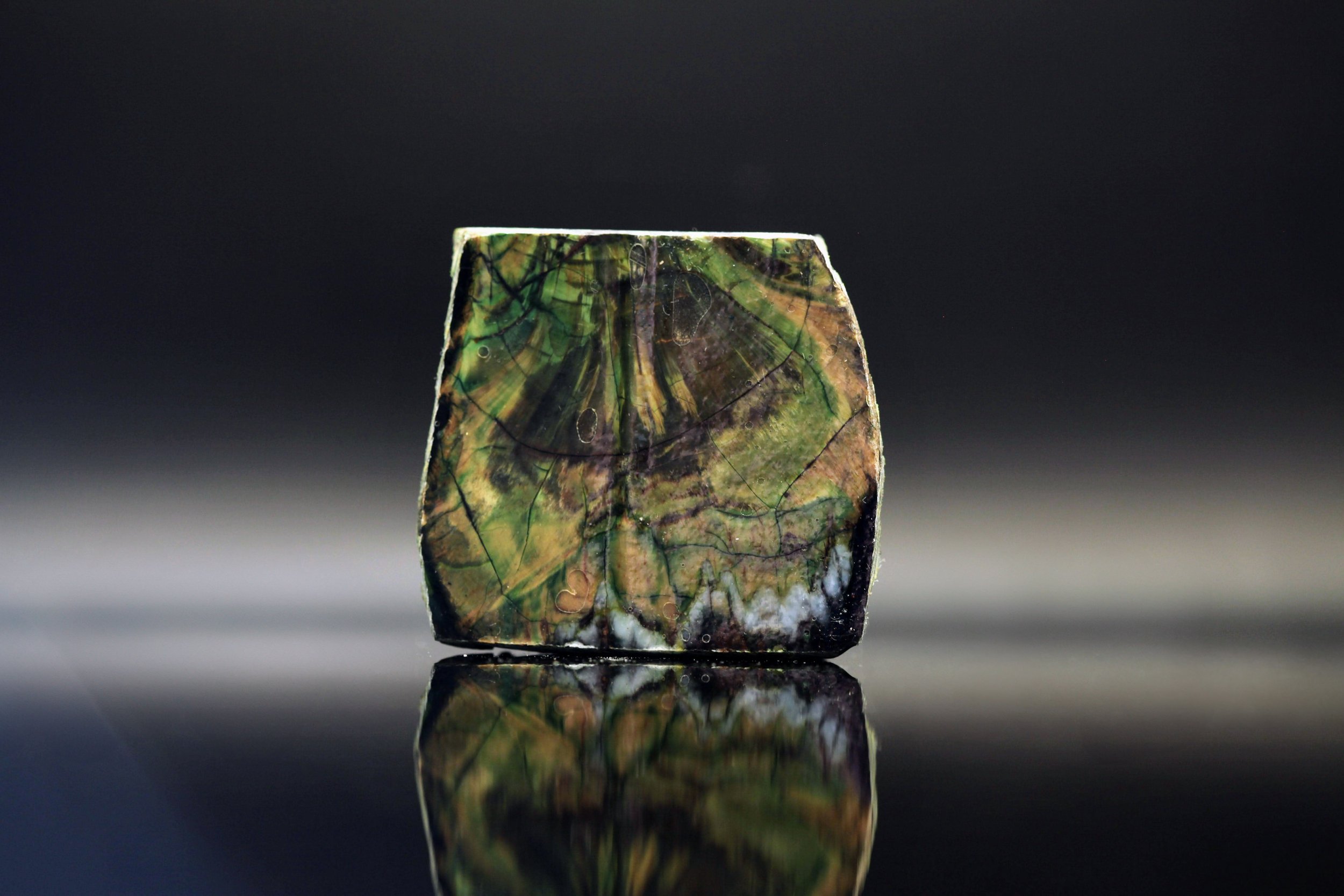 grønlig mammutkindtand med naturlige farvenuancer brugt i håndlavede smykker