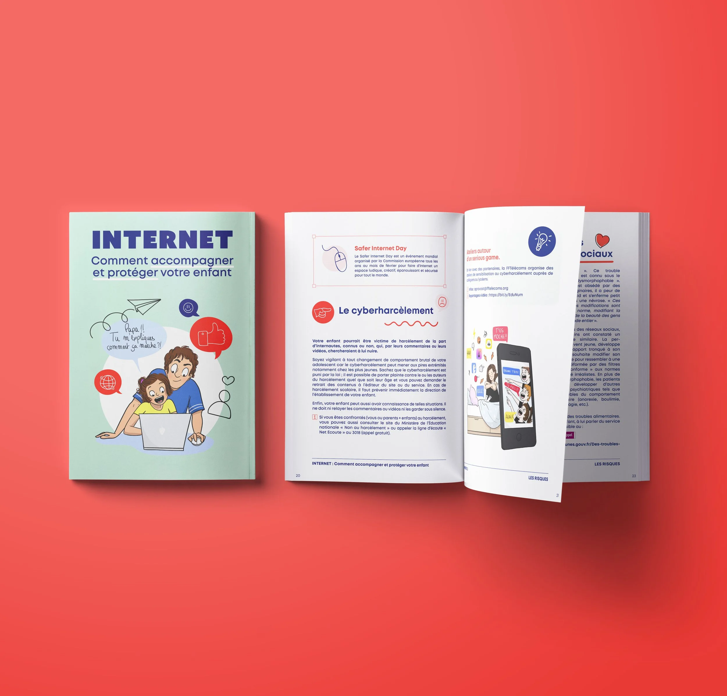 Maquette du guide Accompagner et protéger les enfants sur internet édité par la Fédération Française des Télécoms