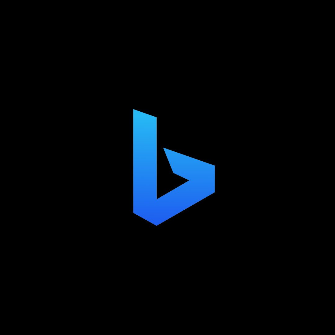 Blue and black logo with a 3D stylized letter 'b' on a black background.