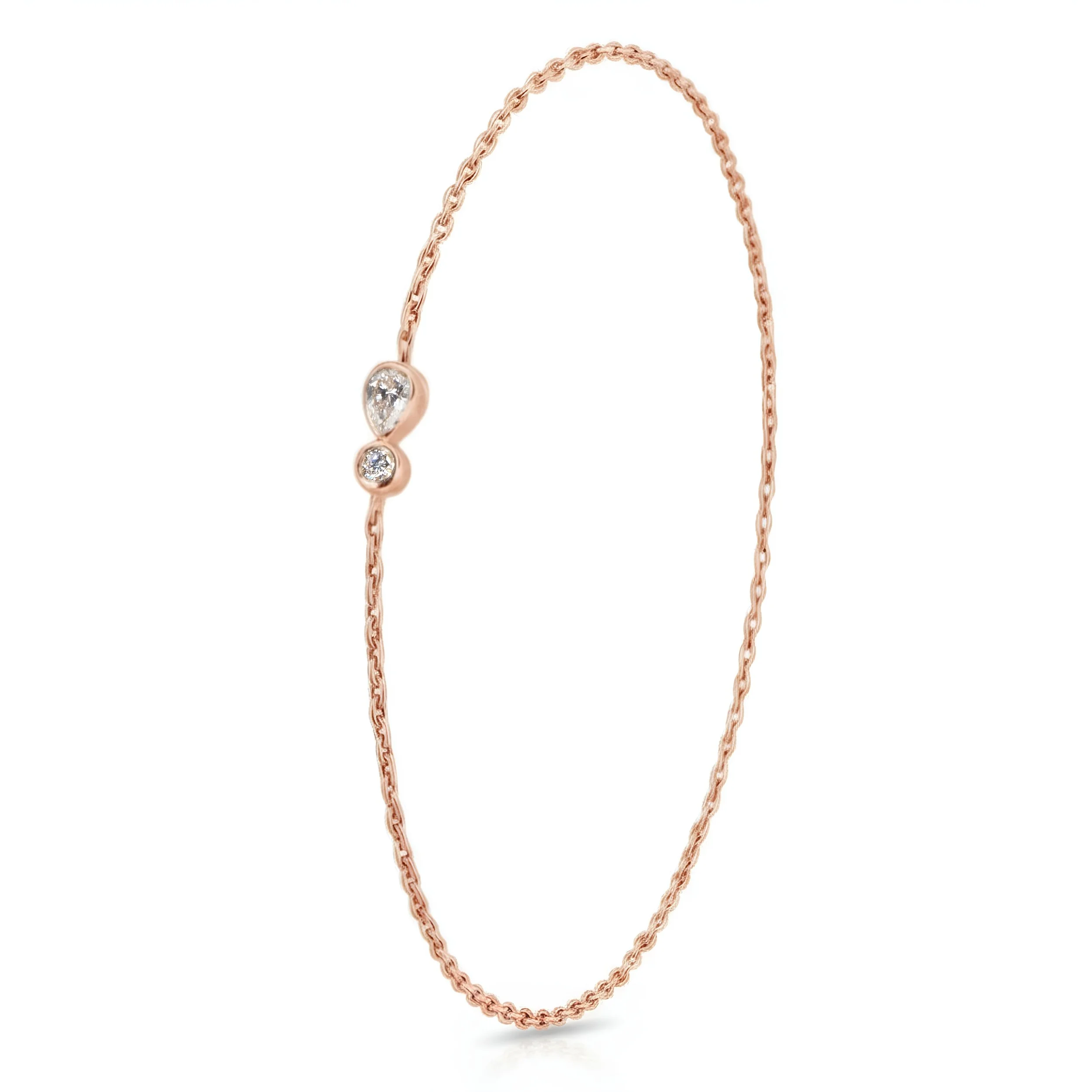 Rose Teardrop Diamond Chain Bracelet