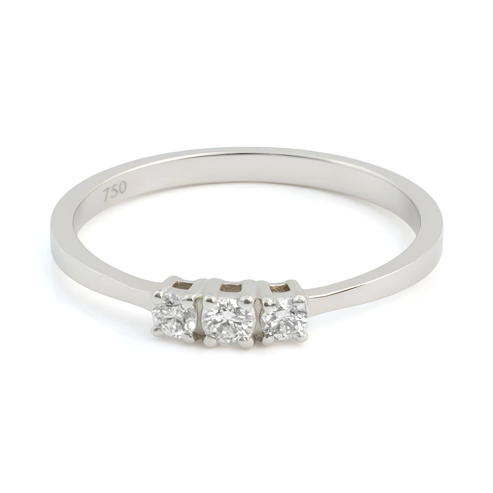 Three-Diamond White Gold Ring