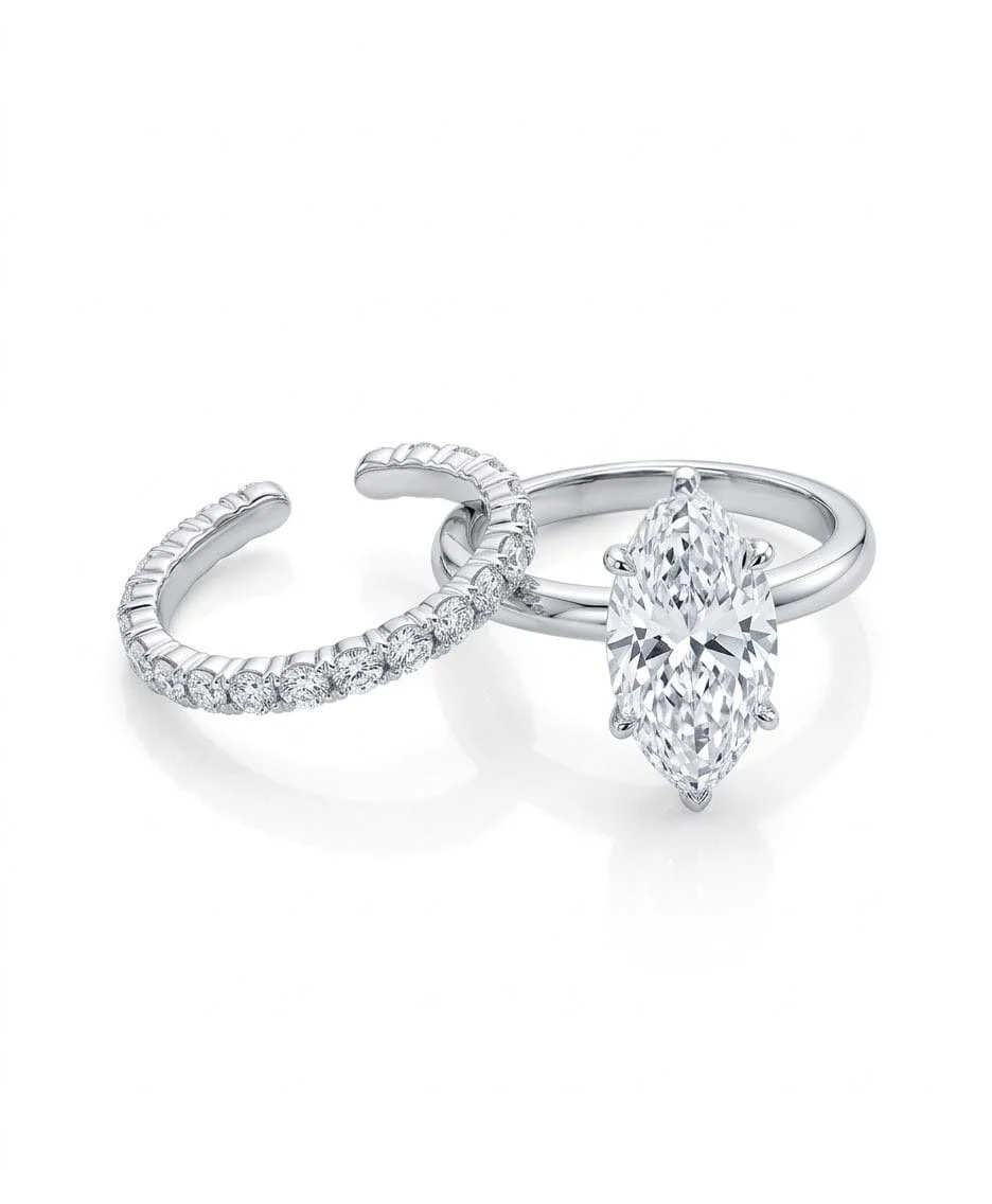 Marquise Lab Diamond Ring Set