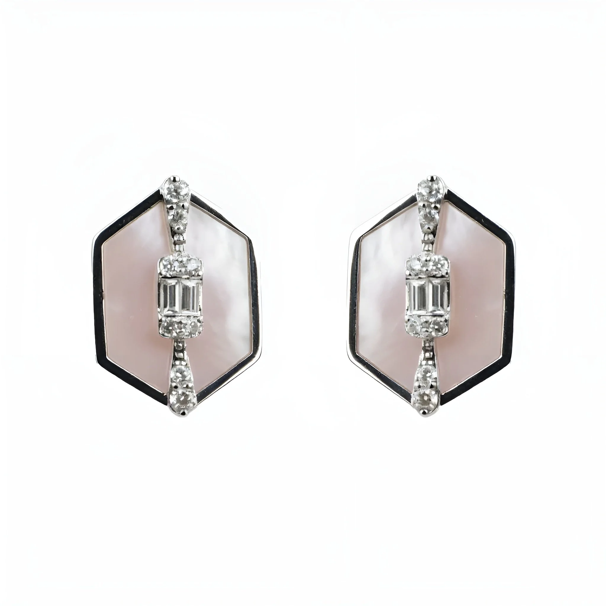 Hexagonal Elegance Diamond Earrings