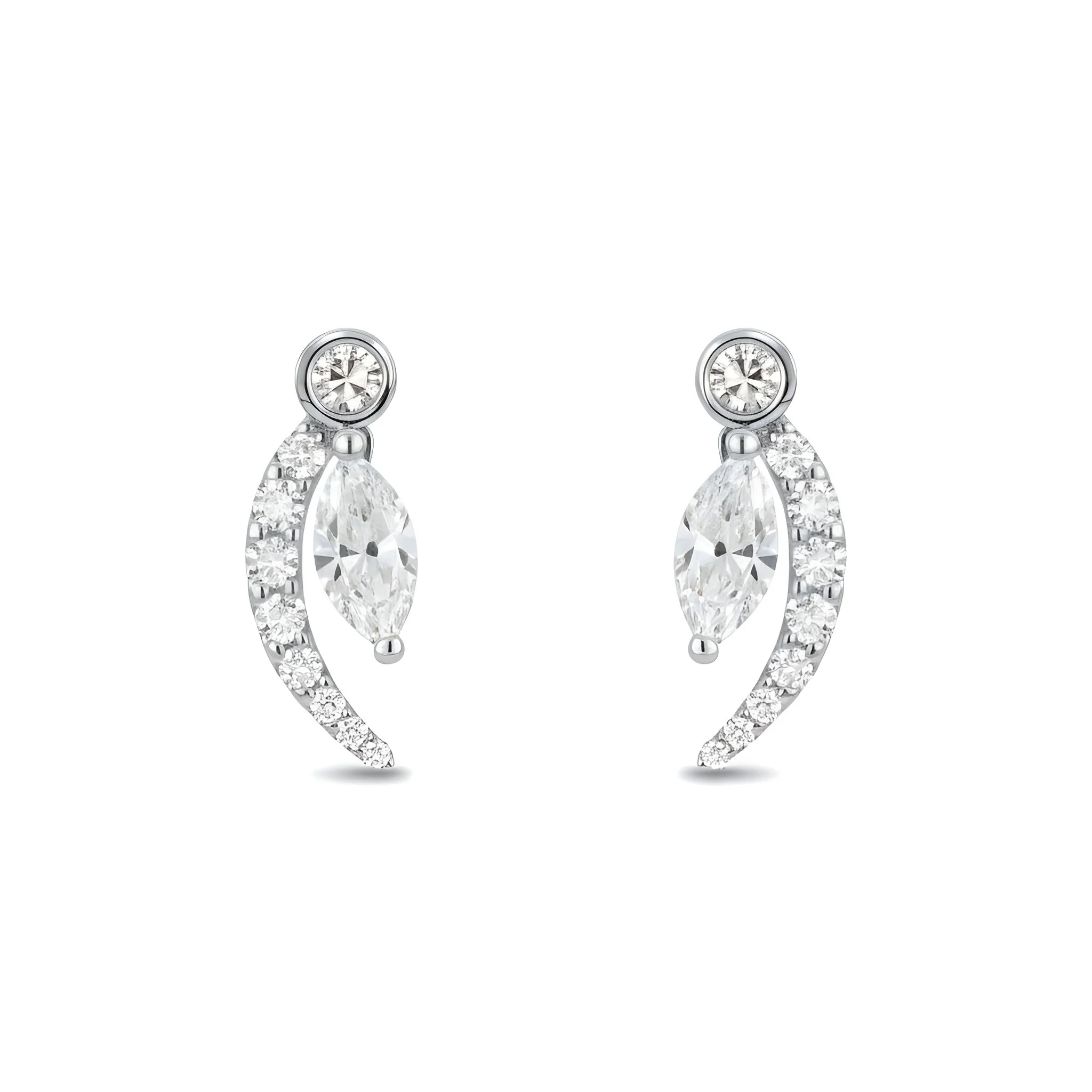 White Cresent Majestic Marquise Diamond Earrings