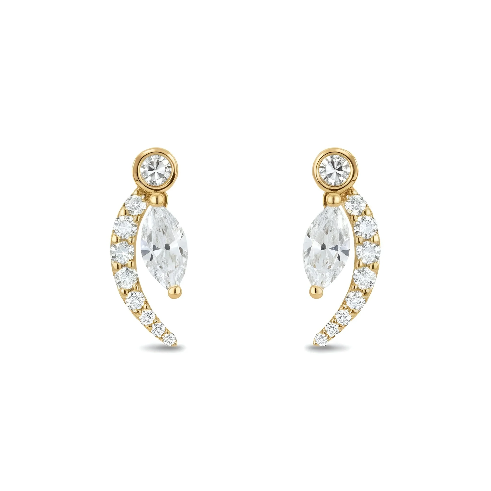 Yellow Crescent Diamond Earrings