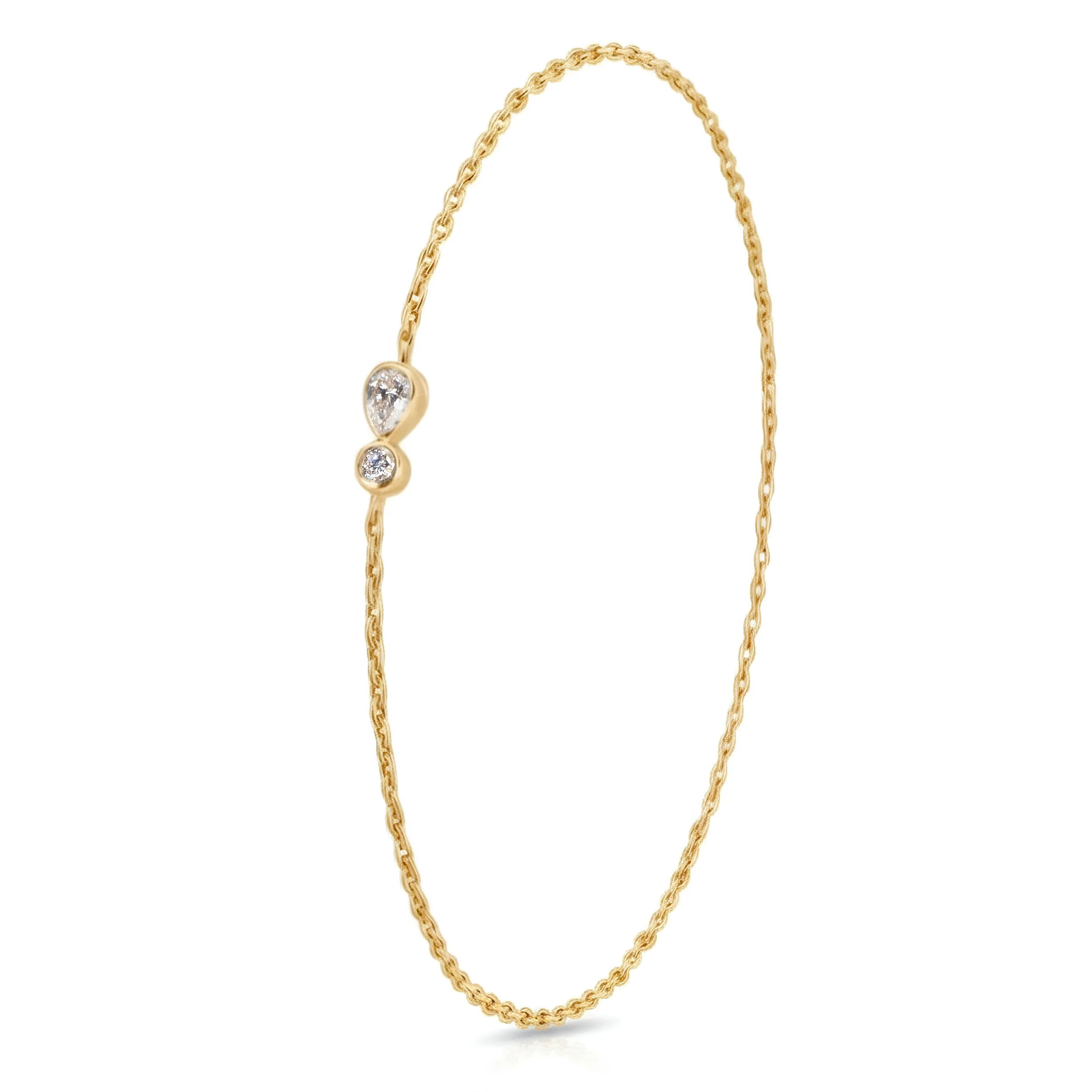Yellow Teardrop Diamond Duo Gold Bangle