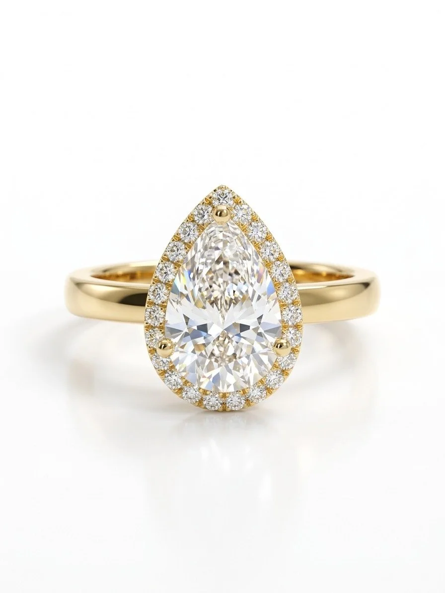Pear-Shaped Lab Diamond Halo Ring