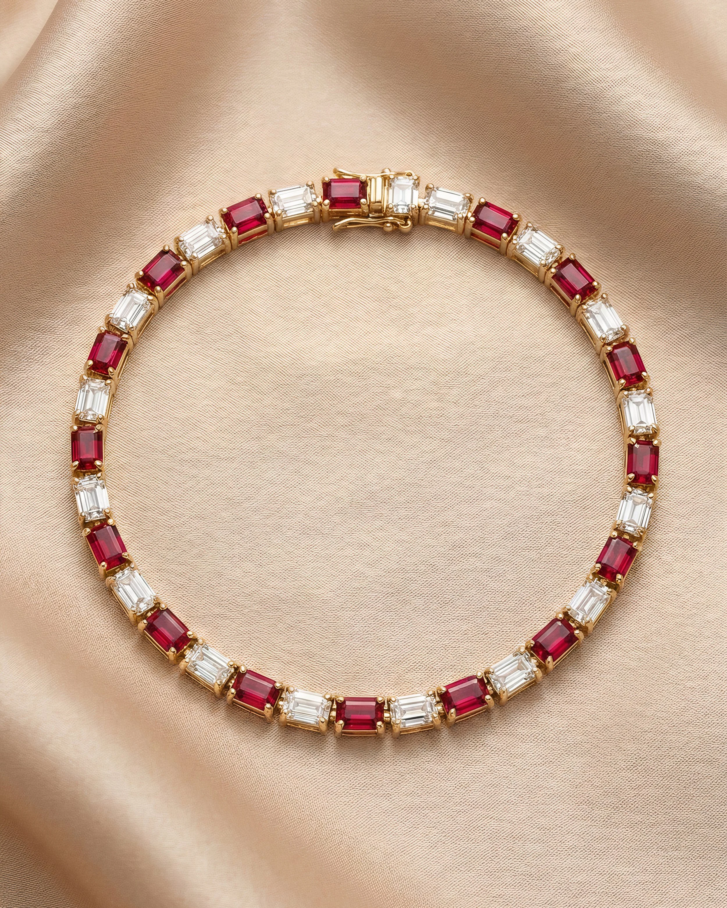 Exquisite Diamond & Ruby Elegance Bracelet