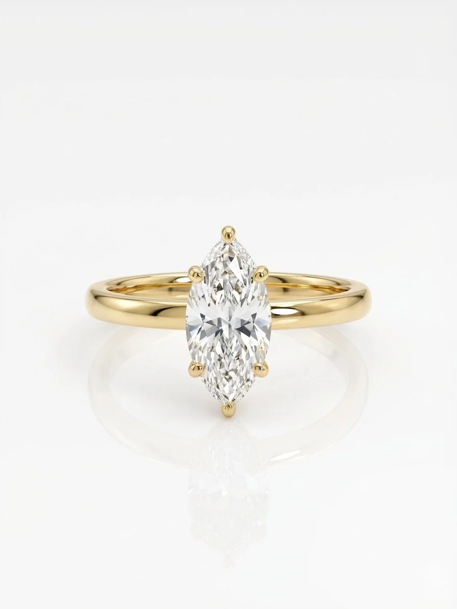 Marquise Cut Lab Diamond Gold Ring