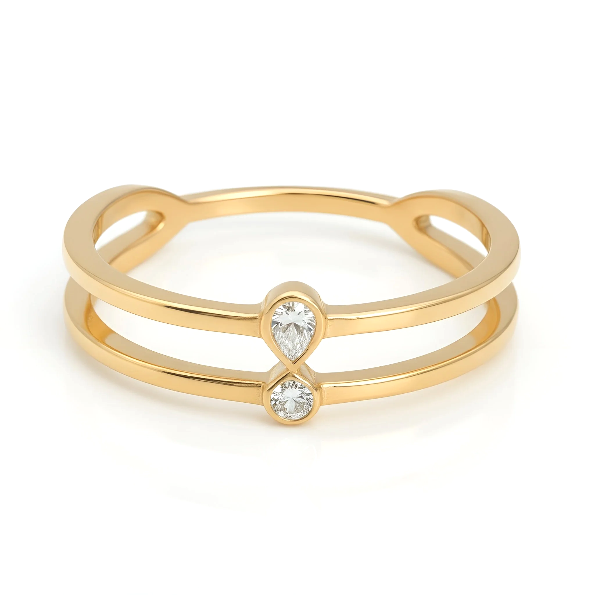 Teardrop Double Diamond Crown Ring