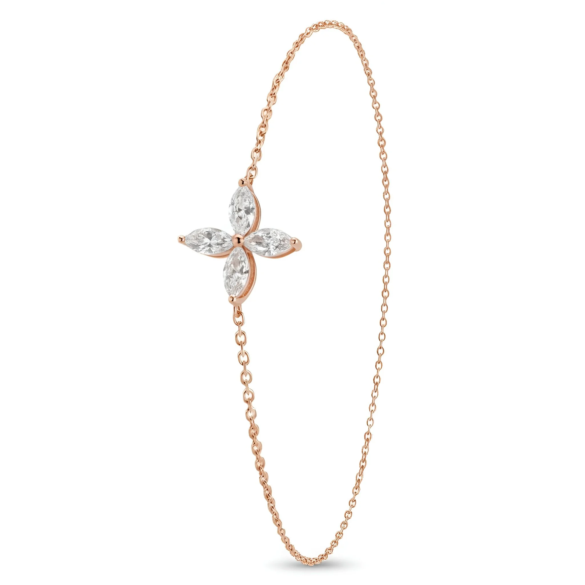 Diamond Flower Rose Gold Bracelet