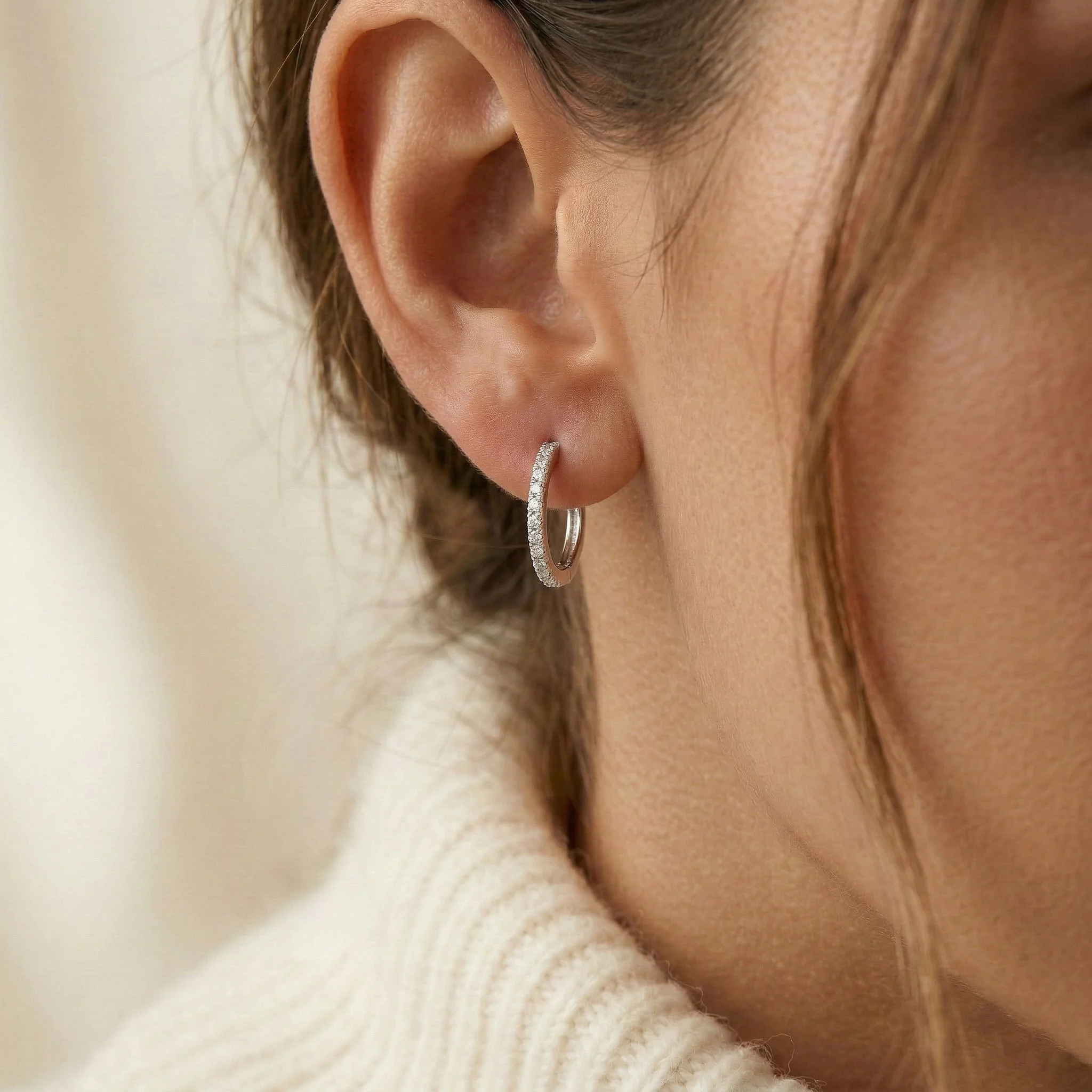 Radiant Elegance Diamond Hoop Earrings 0.16ct